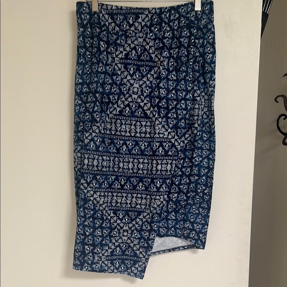 DKNY Jeans Navy and White Patterned Wrap Style Asymmetric Skirt M